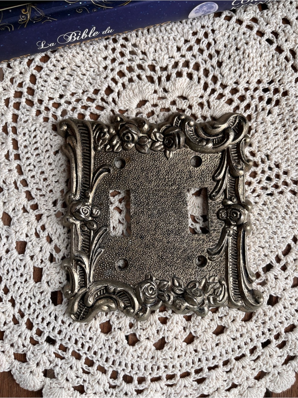Ornate Metal Double Switch Plate Vintage Victorian Decor